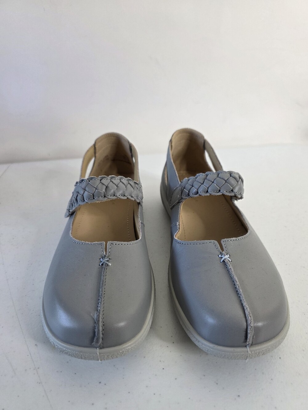 Hotter Shake II Leather Shoes Size 9.5 Gray Mary Jane Style Comfort Walking - Picture 3 of 14